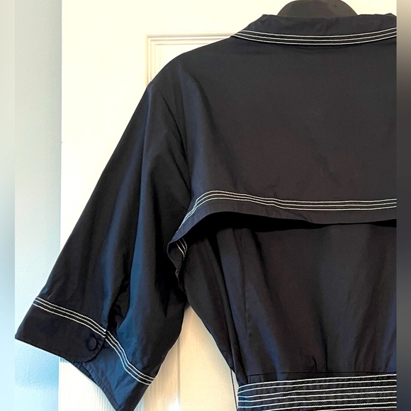 Rockabilly Goth Pinup Dress | Button-Up Sash-Tie Collar Yoke & Pockets | 3X 24W - Picture 6 of 11